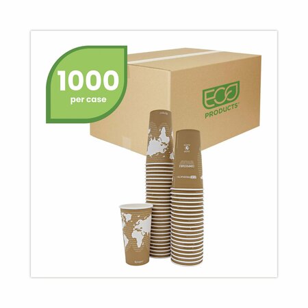 Eco-Products World Art Renewable Compostable Hot Cups, 20 oz., PK1000 PK EP-BHC20-WA